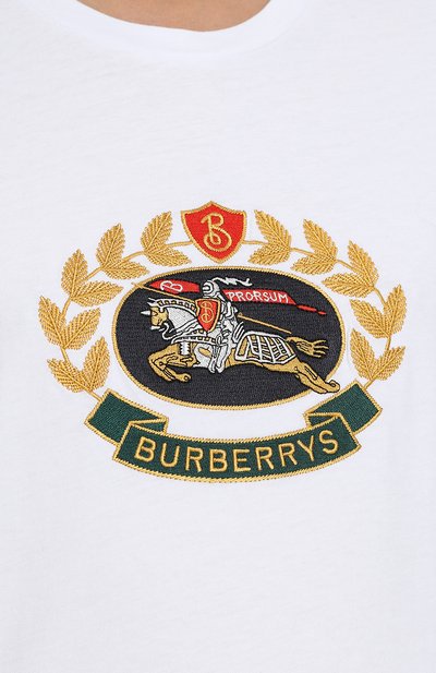 Хлопковая футболка с круглым вырезом и логотипом бренда BURBERRY, арт. 8002932, фото 5