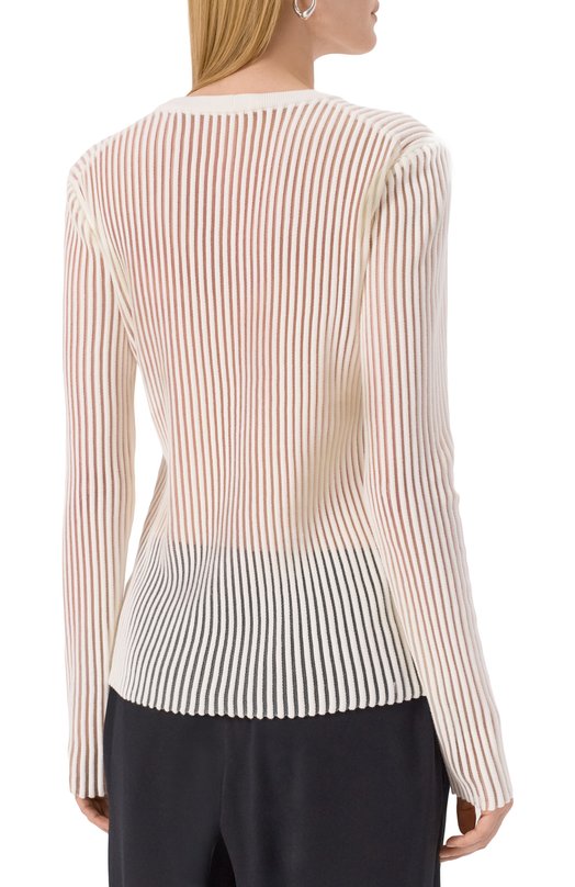 Хлопковый пуловер Helmut Lang P05HW703 Кремовый  P05HW703 Фото 4