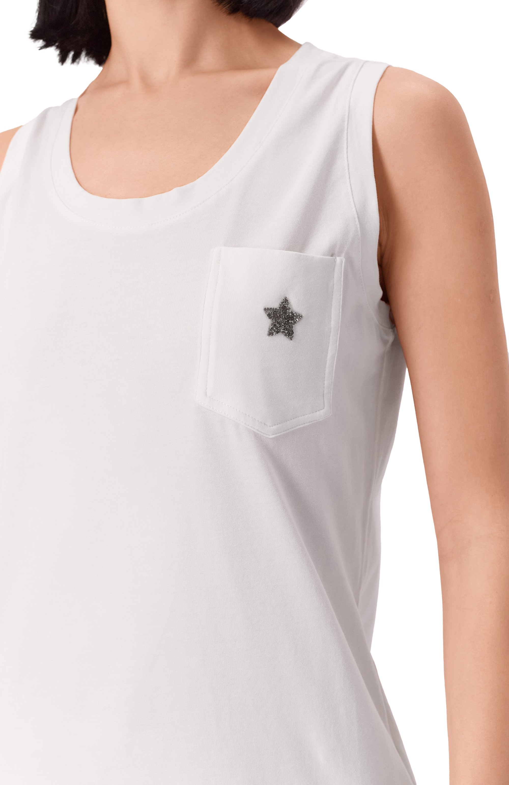 Хлопковый топ LORENA ANTONIAZZI белого цвета по цене 17550 руб., арт. TS21/9999, фото 5 Хлопковый топ LORENA ANTONIAZZI, арт. TS21/9999, фото 5