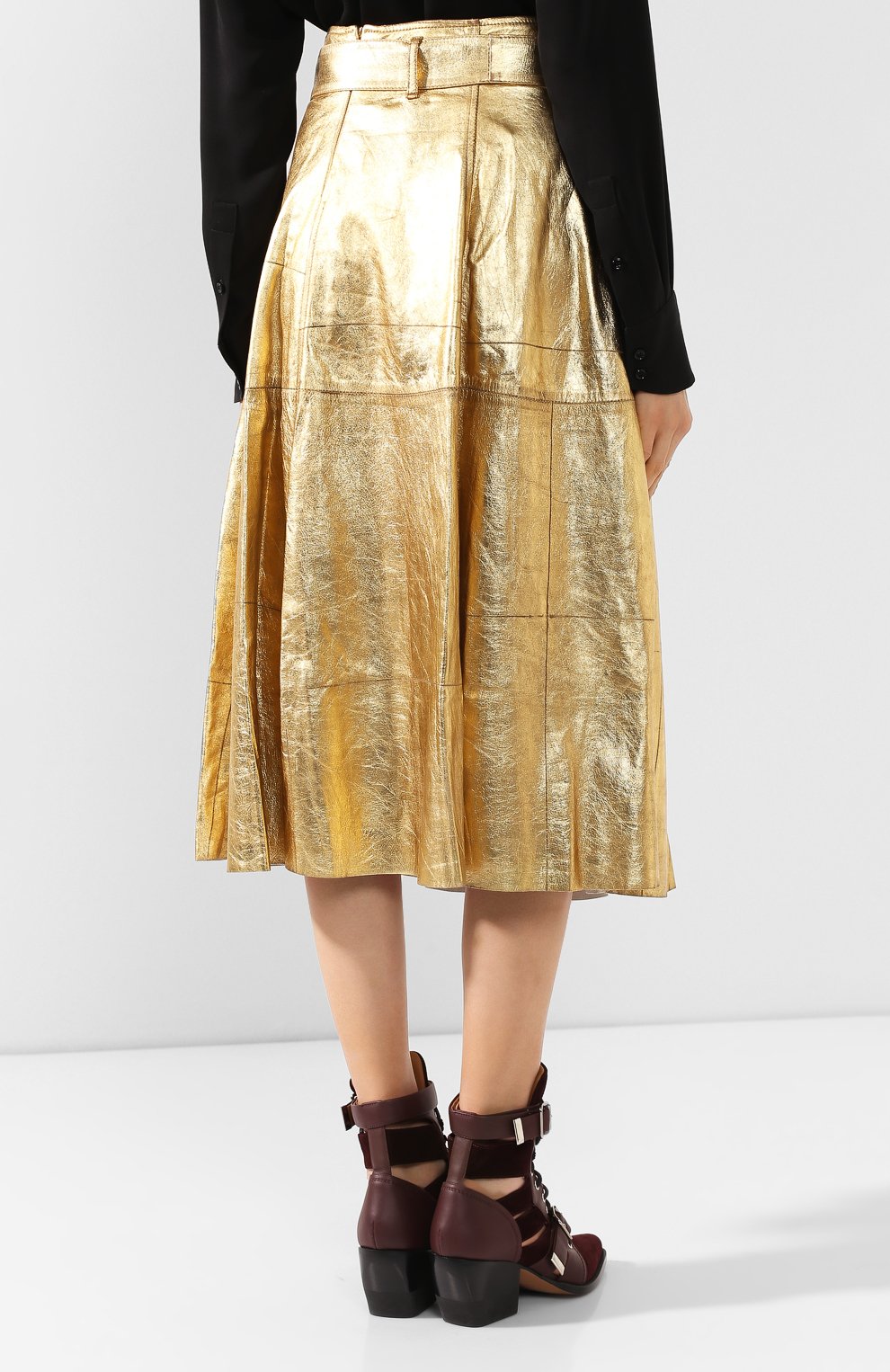 Кожаная юбка GOLDEN GOOSE DELUXE BRAND золотого цвета по цене 130500 руб., арт. G35WP012.P3, фото 4 Кожаная юбка GOLDEN GOOSE DELUXE BRAND, арт. G35WP012.P3, фото 4