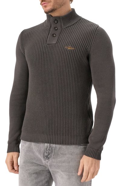 Хлопковый свитер AERONAUTICA MILITARE темно-серого цвета по цене 20800 руб., арт. MA1572UL00409, фото 3 Хлопковый свитер AERONAUTICA MILITARE, арт. MA1572UL00409, фото 3