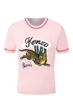 Женский хлопковый топ KENZO розового цвета, арт. 2T05793XE | Фото 1 (Длина (для топов): Стандартные; Статус проверки: Проверена категория; Рукава: Короткие; Материал внешний: Хлопок; Кросс-КТ: с рукавом; Драгоценные камни: Проставлено; Материал внутренний: Не назначено; Материал сплава: Проставлено)