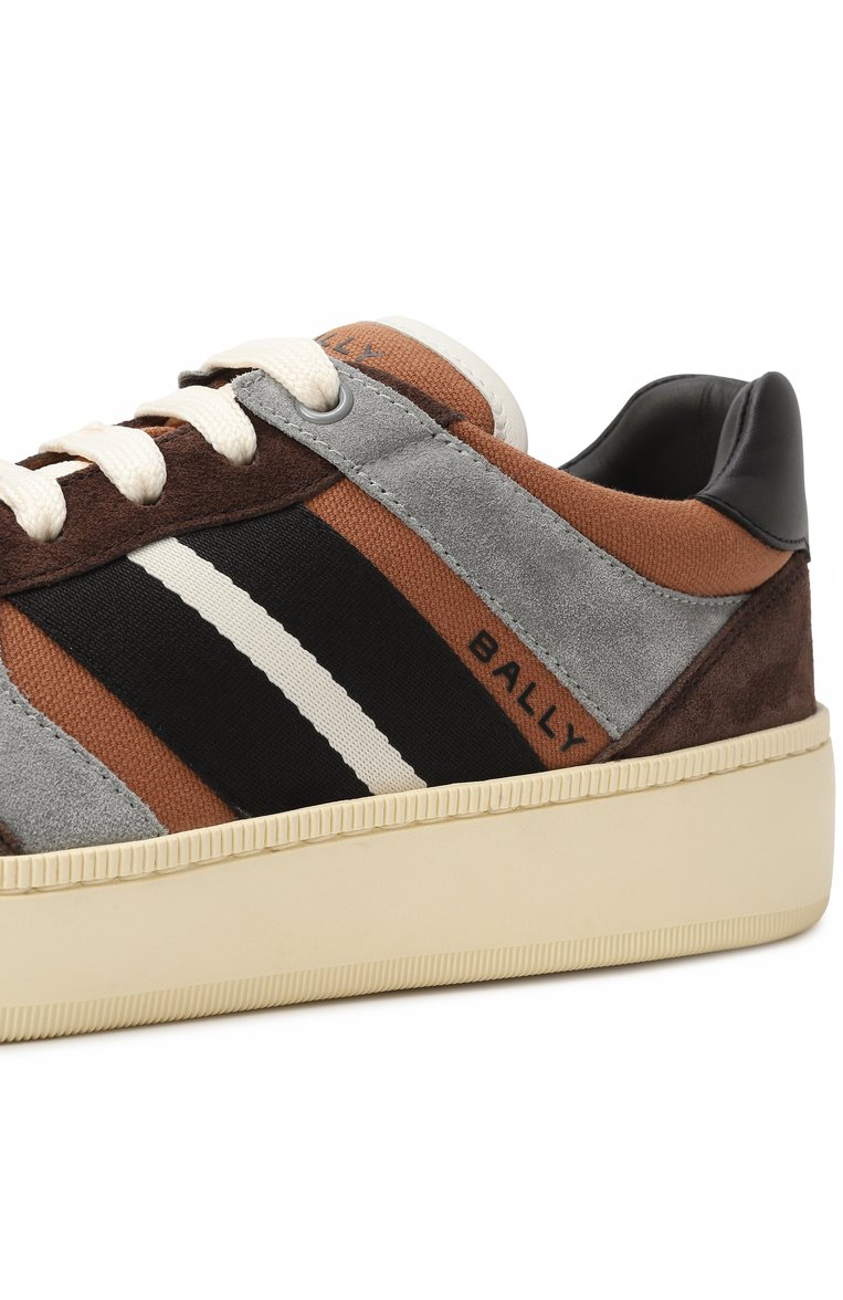 Мужские комбинированные кеды raise BALLY коричневого цвета, арт. MSK0DU/C0002 | Фото 7 (Материал внешний: Натуральная кожа, Текстиль; Материал внутренний: Натуральная кожа; Подошва: Массивная; Материал утеплителя: Без утеплителя; Кросс-КТ: Низкие; Стили: Классический)