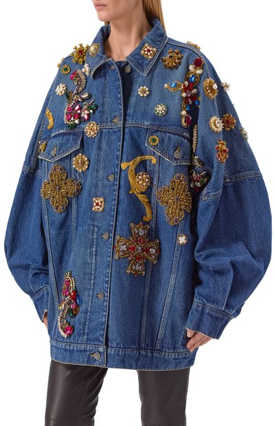 Джинсовая куртка с отделкой бисером и стразами DOLCE & GABBANA, арт. F9S96Z/G80C8, фото 3