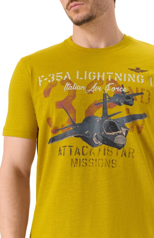 Хлопковая футболка Aeronautica Militare TS2472UJ00708 Жёлтый  TS2472UJ00708 Фото 5