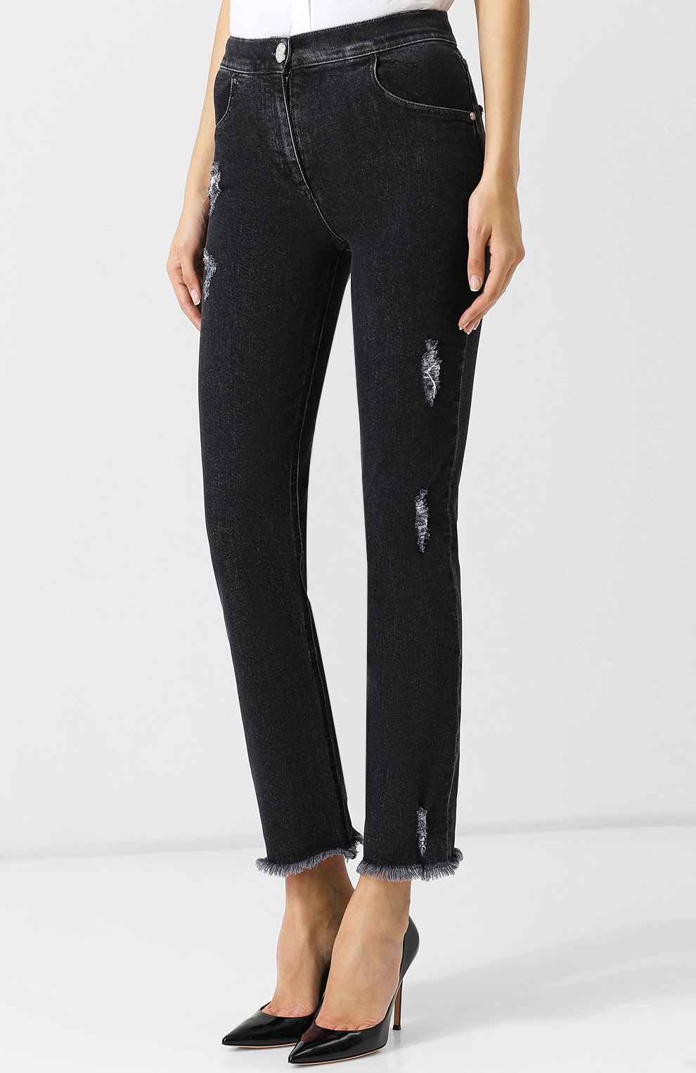 Джинсы с потертостями и бахромой BALMAIN, арт. 145496/148K, фото 3