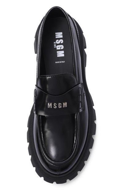 Кожаные лоферы MSGM KIDS черного цвета по цене 27750 руб., арт. 84002/VAR1, фото 4 Кожаные лоферы MSGM KIDS, арт. 84002/VAR1, фото 4