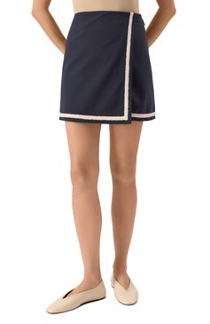 Женская шерстяная юбка MSGM синего цвета, арт. 3841MDD16/257127 | Фото 3 (Материал внешний: Шерсть; Длина Ж (юбки, платья, шорты): Мини; Стили: Преппи; Кросс-КТ: костюм)