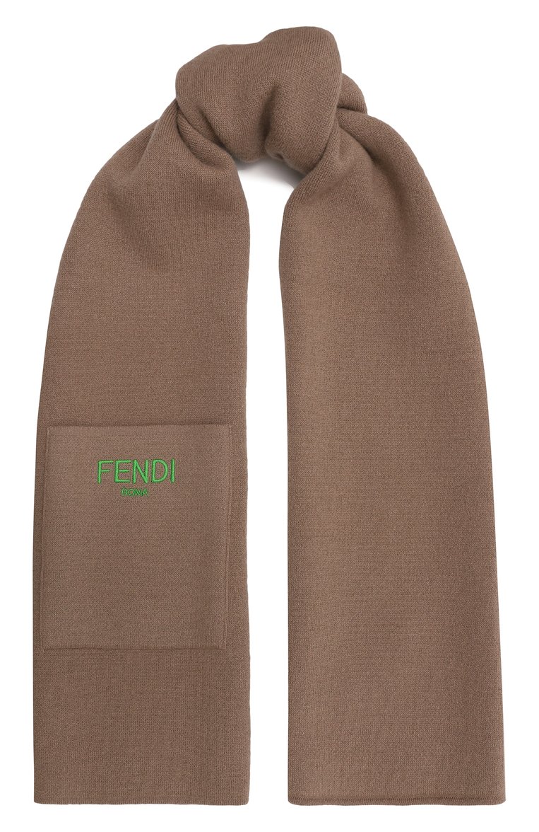 Детский шарф FENDI темно-бежевого цвета, арт. JUQ020/A029 | Фото 1 (Нос: Не проставлено; Материал: Шерсть, Текстиль)
