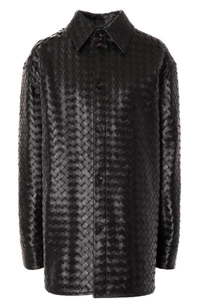 Кожаная рубашка BOTTEGA VENETA черного цвета по цене 1315000 руб., арт. 813044/V2JG0, фото 1 Кожаная рубашка BOTTEGA VENETA, арт. 813044/V2JG0, фото 1