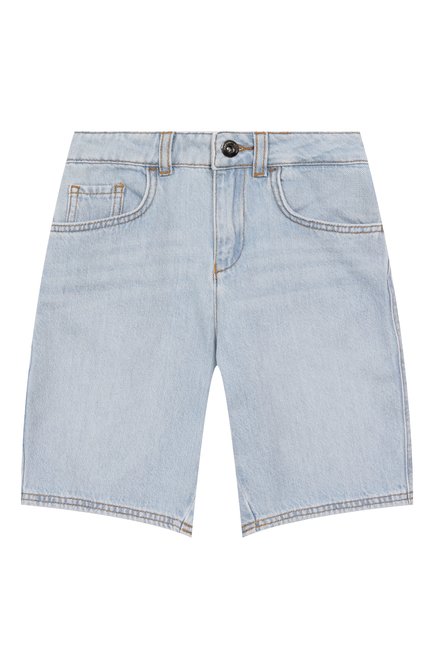 Детские джинсовые шорты EMPORIO ARMANI голубого цвета, арт. EB000257/AF13617 | Фото 1 (Материал внешний: Хлопок; Материал сплава: Проставлено; Нос: Не проставлено)