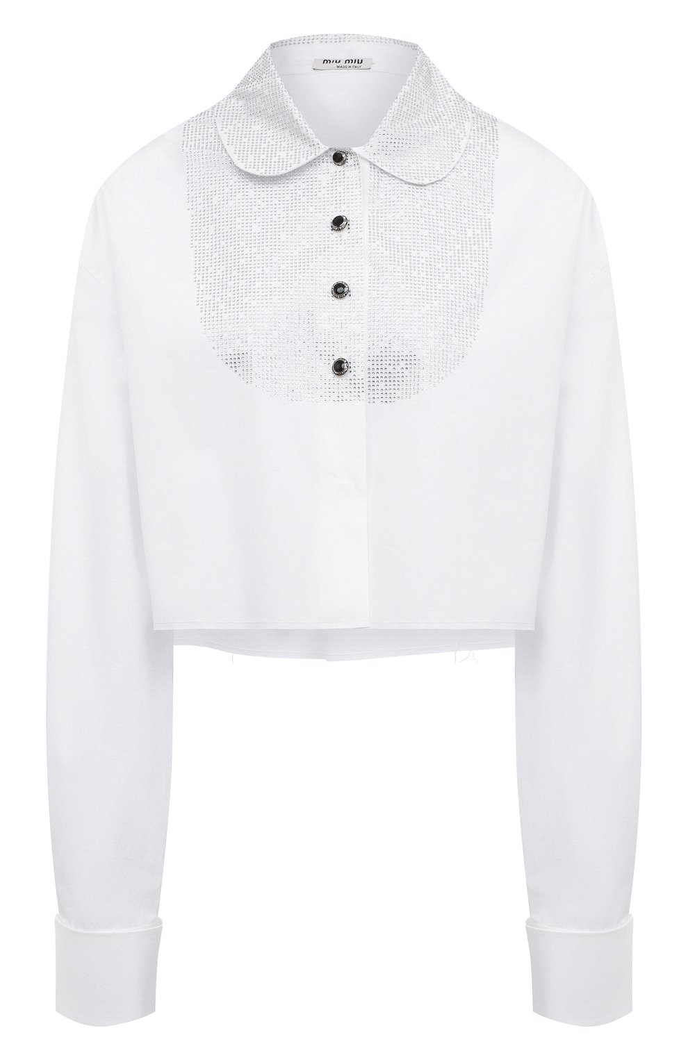 Хлопковая рубашка с отделкой страз ами MIU MIU, арт. MK1606-10AQ-F0009, фото 1