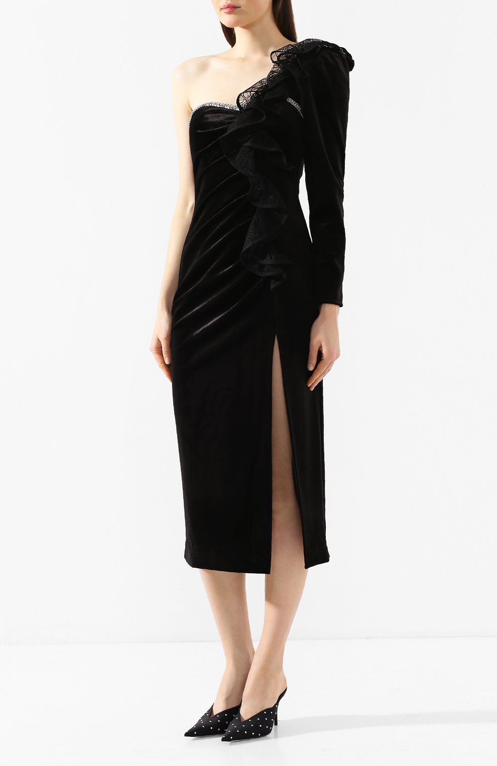 Платье-миди SELF-PORTRAIT черного цвета по цене 47650 руб., арт. RS20-041M, фото 3 Платье-миди SELF-PORTRAIT, арт. RS20-041M, фото 3