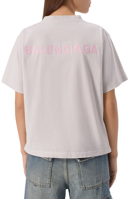 Хлопковая футболка Balenciaga 850990/TTVJ1 Серый  850990/TTVJ1 Фото 4