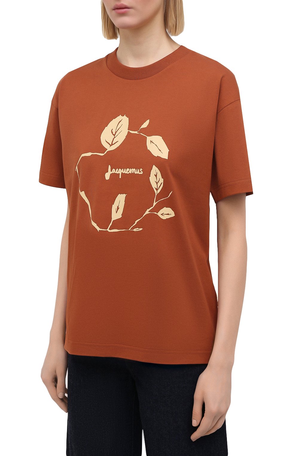 Хлопковая футболка JACQUEMUS коричневого цвета по цене 17950 руб., арт. 211JS12/22408L, фото 3 Хлопковая футболка JACQUEMUS, арт. 211JS12/22408L, фото 3