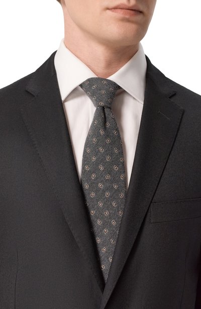 Галстук из шерсти и шелка CORNELIANI темно-серого цвета по цене 23600 руб., арт. 28U302/2A20328, фото 2 Галстук из шерсти и шелка CORNELIANI, арт. 28U302/2A20328, фото 2