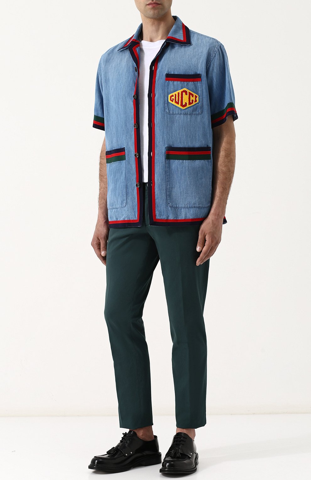 Хлопковая рубашка с контрастной отделкой GUCCI, арт. 519931/XRA78, фото 2