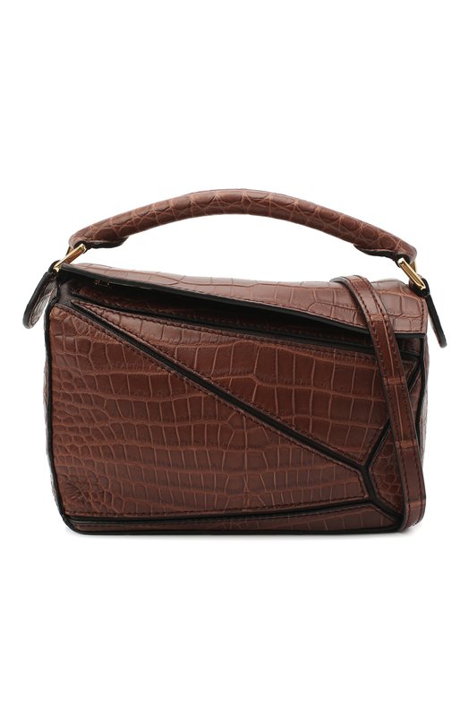 Сумка Puzzle mini из кожи крокодила Loewe Коричневый, фото 6