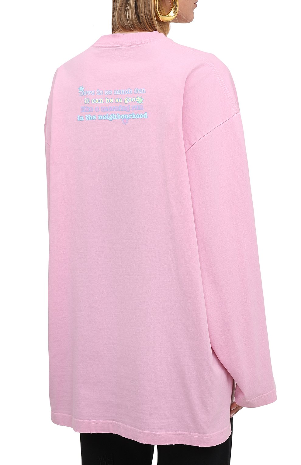Хлопковый лонгслив BALENCIAGA розового цвета по цене 97650 руб., арт. 641583/TJVI1, фото 4 Хлопковый лонгслив BALENCIAGA, арт. 641583/TJVI1, фото 4