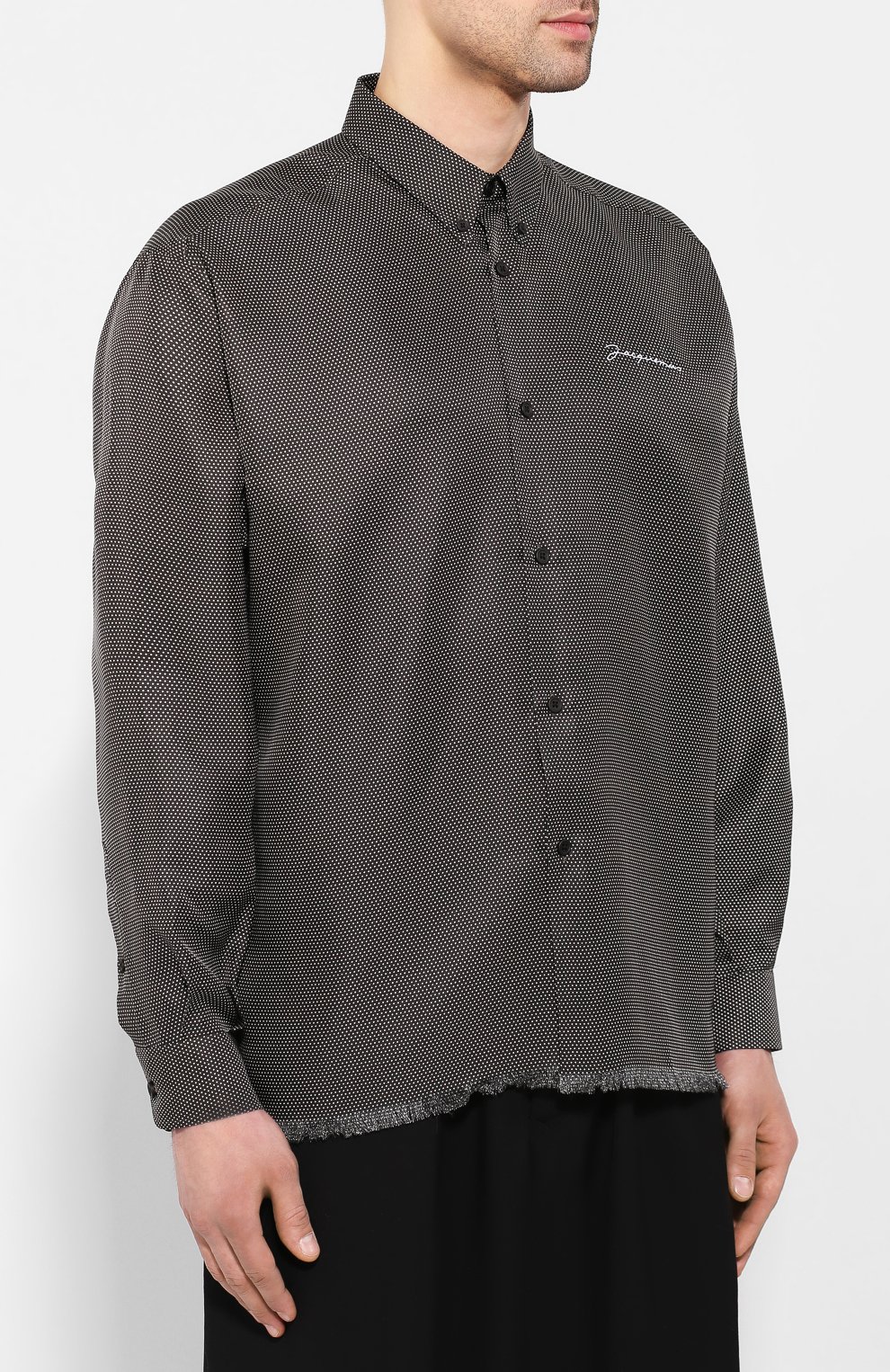 Шелковая рубашка JACQUEMUS черно-белого цвета по цене 67500 руб., арт. 195SH04/3099D, фото 3 Шелковая рубашка JACQUEMUS, арт. 195SH04/3099D, фото 3