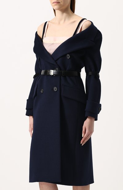 Шерстяное двубортное пальто с поясом PRADA, арт. P623HK-1QLO-F0HDP, фото 3