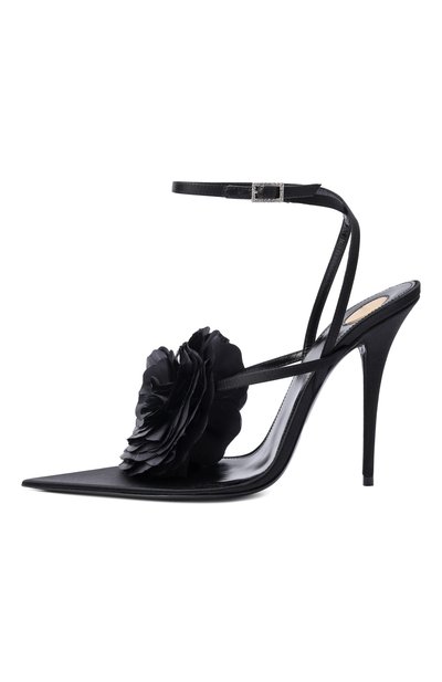 Атласные босоножки trianon 110 SAINT LAURENT, арт. 867338/9QNDA, фото 4