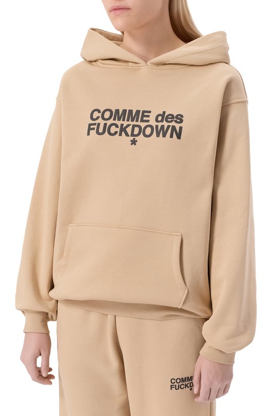 Хлопковое худи Comme des Fuckdown CFABW01355 Бежевый  CFABW01355 Фото 3