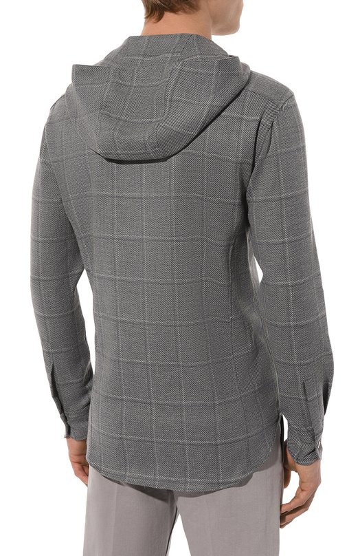 Рубашка из шерсти и льна Kiton UMCMARK0642C Серый  UMCMARK0642C Фото 4