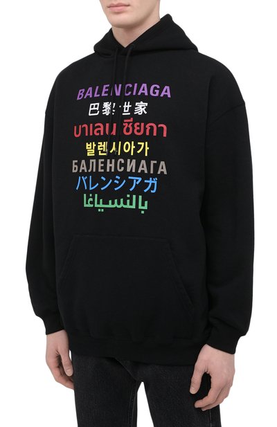 Хлопковое худи BALENCIAGA черного цвета по цене 67450 руб., арт. 570811/TJVI6, фото 3 Хлопковое худи BALENCIAGA, арт. 570811/TJVI6, фото 3