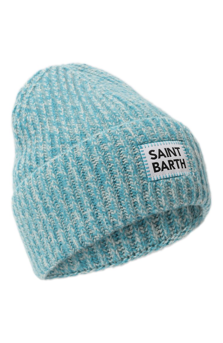 Женская шерстяная шапка MC2 SAINT BARTH голубого цвета, арт. STBW/WENGEN W/00476E | Фото 1 (Материал: Текстиль, Шерсть; Материал сплава: Проставлено; Нос: Не проставлено)