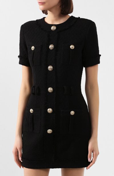 Хлопковое платье BALMAIN черного цвета по цене 178500 руб., арт. TF16127/C222, фото 3 Хлопковое платье BALMAIN, арт. TF16127/C222, фото 3