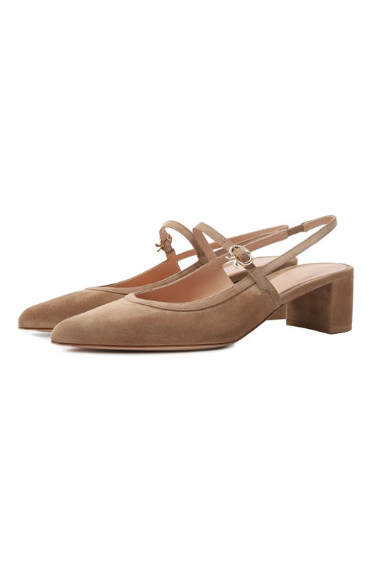 Замшевые туфли Piper Sling 45 Gianvito Rossi G95575.45RIC.CAMCAML Бежевый G95575.45RIC.CAMCAML