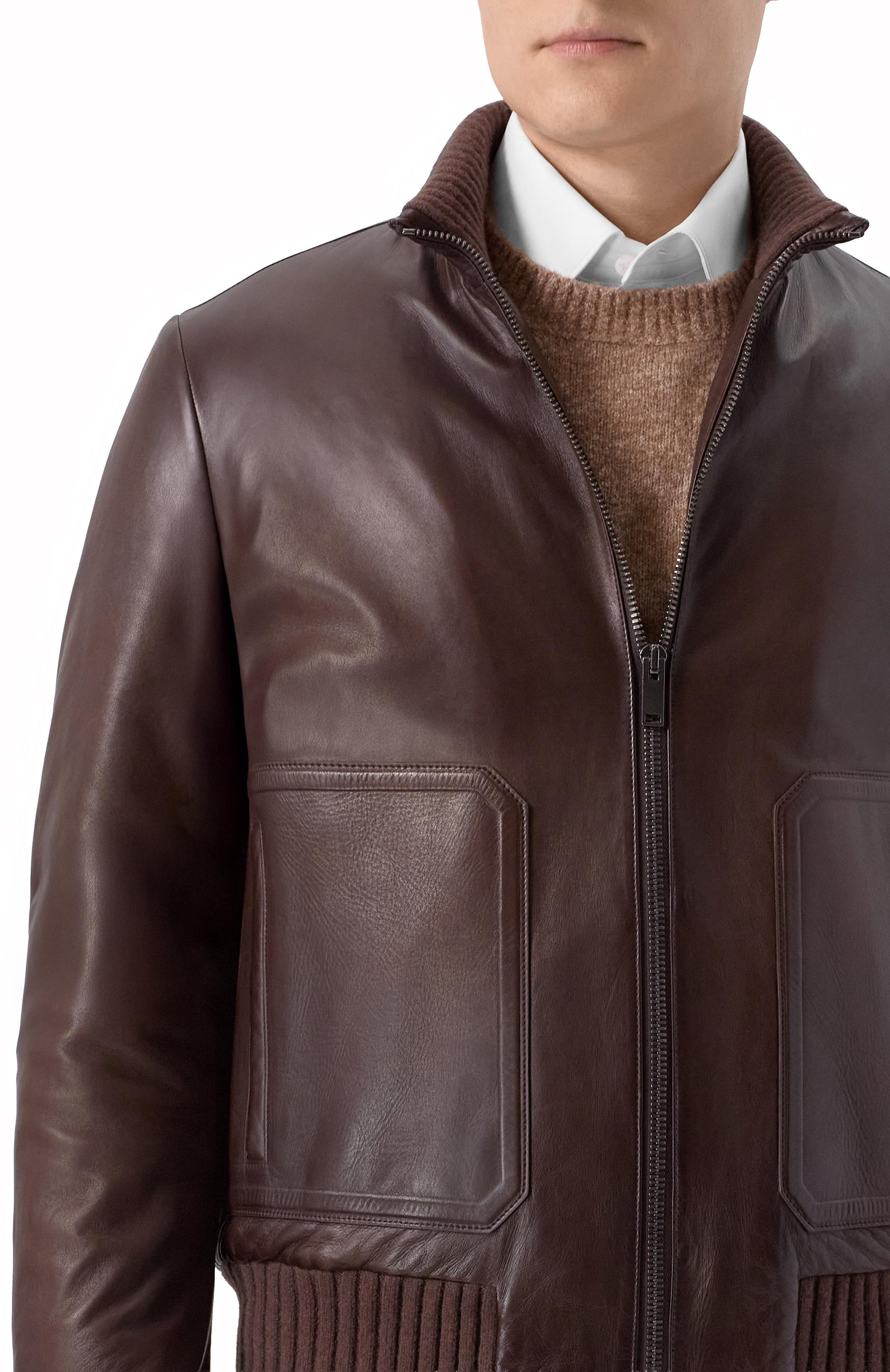 Кожаный бомбер MVST, арт. ZECK-ES4250 BS/Z2764-1, фото 5