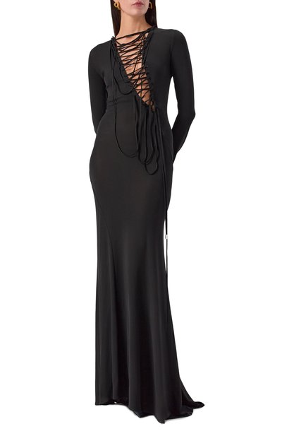 Платье из вискозы THE ATTICO черного цвета по цене 184500 руб., арт. 251WCW00243/VVV105AA, фото 3 Платье из вискозы THE ATTICO, арт. 251WCW00243/VVV105AA, фото 3