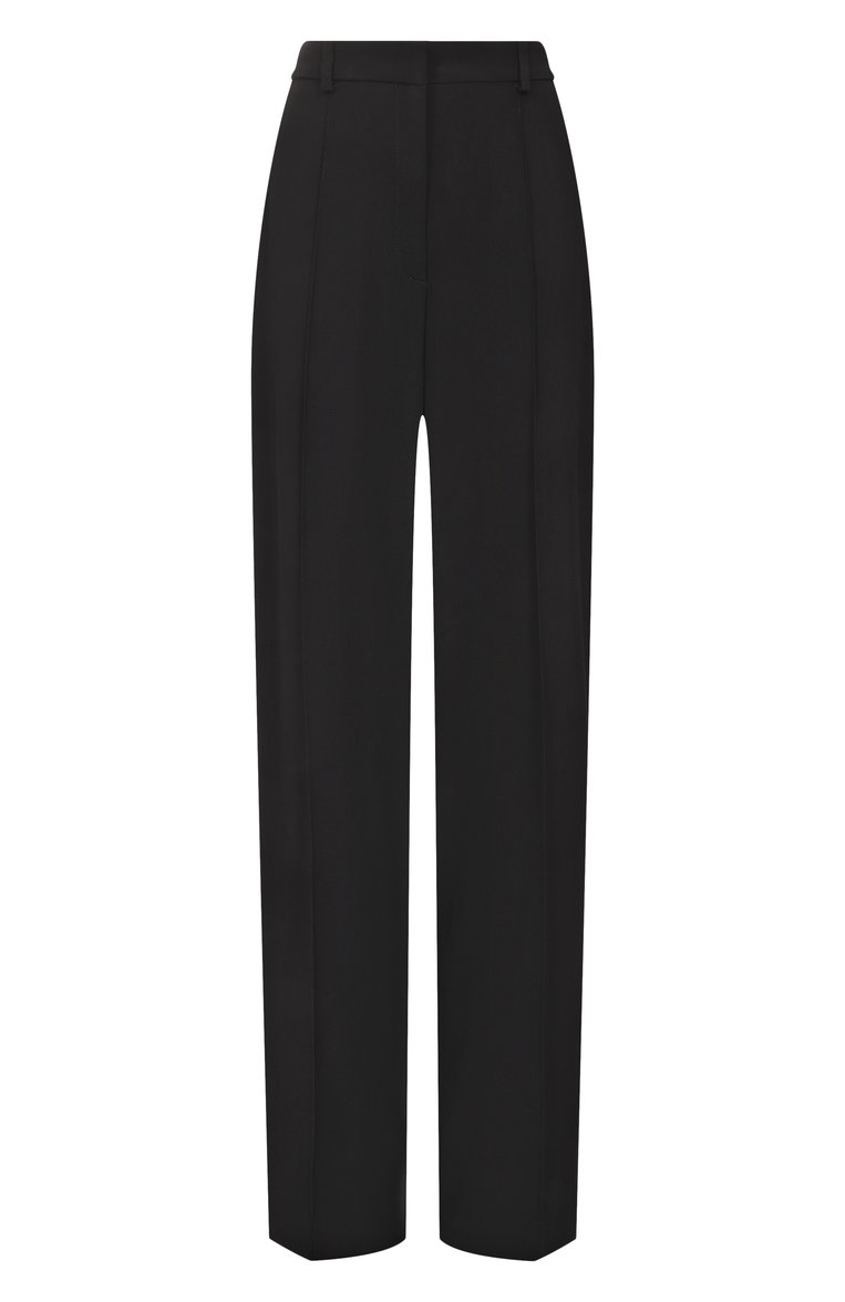 Женские брюки из вискозы BALMAIN черного цвета, арт. EF0P0160/VB00 | Фото 1 (Материал внешний: Вискоза; Силуэт Ж (брюки и джинсы): Широкие; Случай: Формальный; Женское Кросс-КТ: Брюки-одежда; Стили: Классический; Длина (брюки, джинсы): Стандартные)