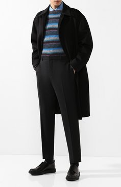 Мужские шерстяные брюки  PRADA черного цвета, арт. UPA841-D39-F0002 | Фото 2 (Статус проверки: Проверена категория, Проверено; Материал внешний: Шерсть; Длина (брюки, джинсы): Стандартные; Случай: Формальный; Стили: Классический)