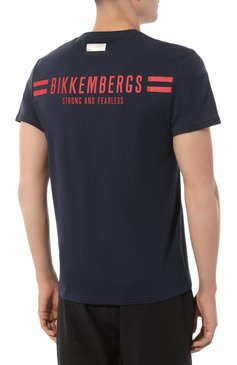 Мужская хлопковая футболка DIRK BIKKEMBERGS темно-синего цвета, арт. BKK3MTS04 | Фото 4 (Длина (для топов): Стандартные; Драгоценные камни: Проставлено; Материал внешний: Хлопок; Материал сплава: Проставлено; Рук�ава: Короткие; Принт: С принтом; Стили: Кэжуэл; Мужское Кросс-КТ: Футболка-одежда; Кросс-КТ: Джерси)
