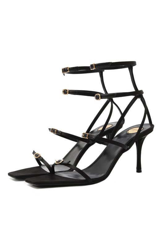 Текстильные босоножки Lydia 75 Saint Laurent 827244/9QNA0 Чёрный 827244/9QNA0