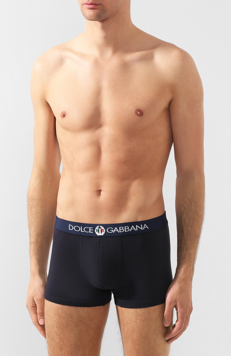 Мужские хлопковые боксеры с широкой резинкой DOLCE & GABBANA синего цвета, арт. N4A03J/FUECG | Фото 2 (Статус проверки: Проверена категория; Материал внешний: Хлопок; Кросс-КТ: бельё; Мужское Кросс-КТ: Трусы; Ювелирные украшения: Назначено; Нос: Не проставлено; Трусы М: Бок�серы)