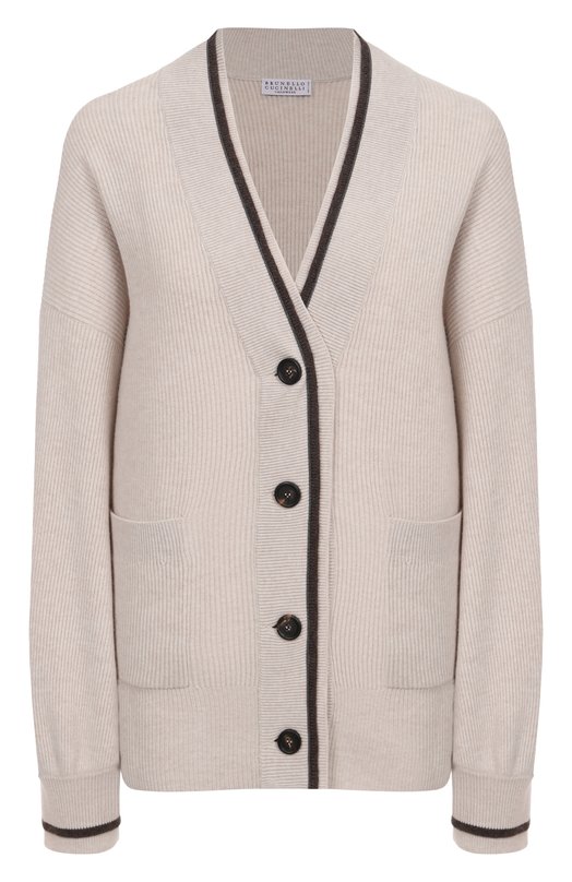 Кардиган из шерсти и кашемира Brunello Cucinelli M16222716 Кремовый M16222716