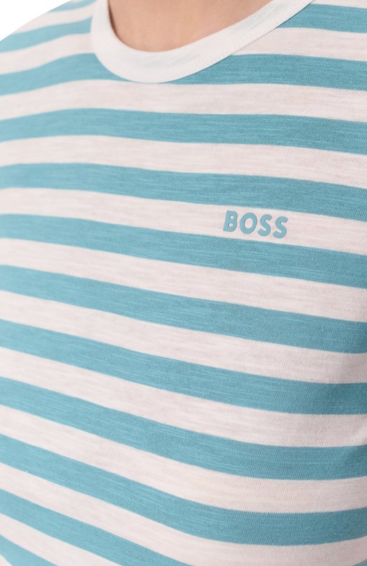 Хлопковая футболка BOSS Orange 50504192 Голубой  50504192 Фото 5