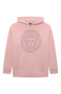 Детский хлопковое худи VERSACE розового цвета, арт. 1007359/1A11474/4-6 | Фото 1 (Материал сплава: Проставлено; Драгоценные камни: Проставлено; Материал внешний: Хлопок; Рукава: Длинные; Девочки Кросс-КТ: Худи-одежда; Ростовка одежда: 6 лет | 116 см)