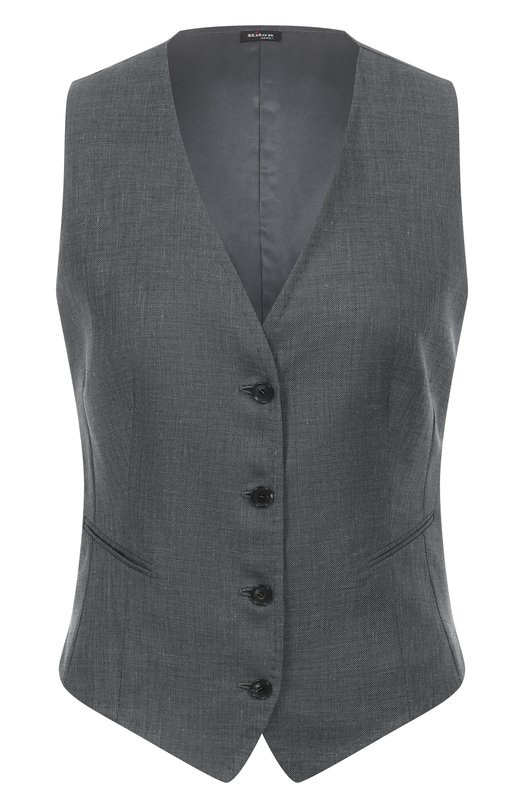 Жилет изо льна и шерсти Kiton D47456K0603E03 Серый D47456K0603E03
