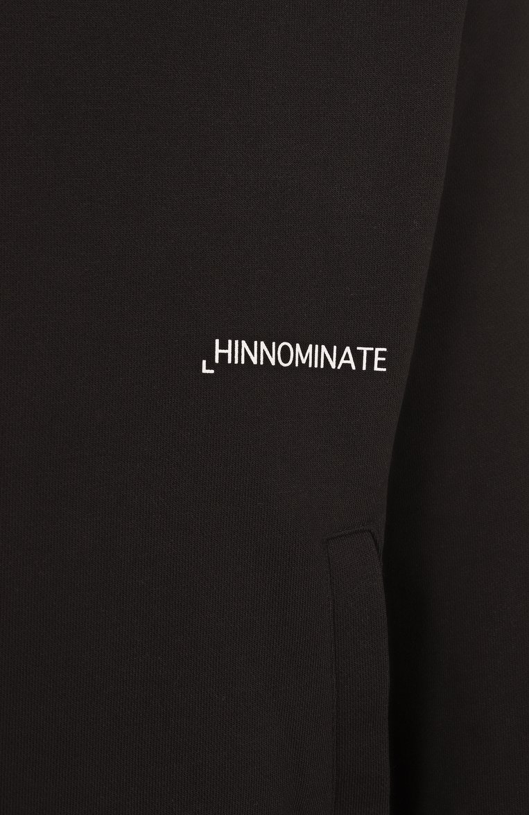 Мужской хлопковая толстовка HINNOMINATE черного цвета, арт. HMABM01300 | Фото 6 (Рукава: Длинные; Материал внешний: Хлопок, Синтетический материал; Длина (для топов): Стандартные; Стили: Кэжуэл; Мужское Кросс-КТ: Толстовка-одежда)