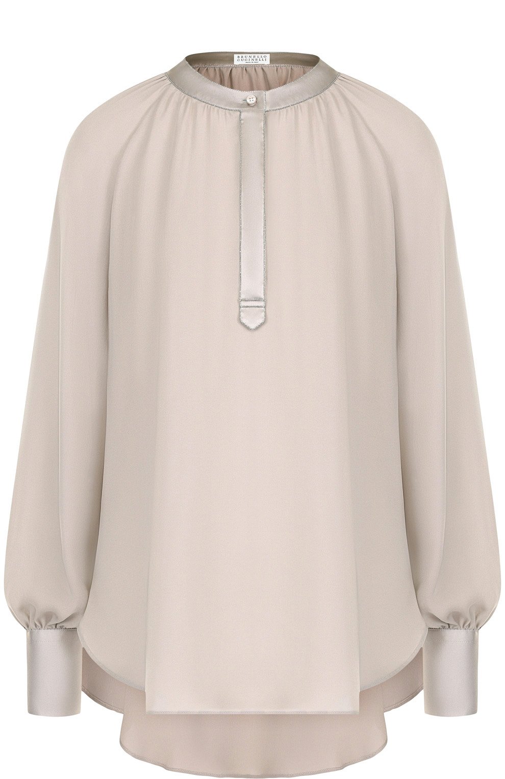 Шелковая блуза свободного кроя с воротником-стойкой BRUNELLO CUCINELLI, арт. MA985Q1501, фото 1