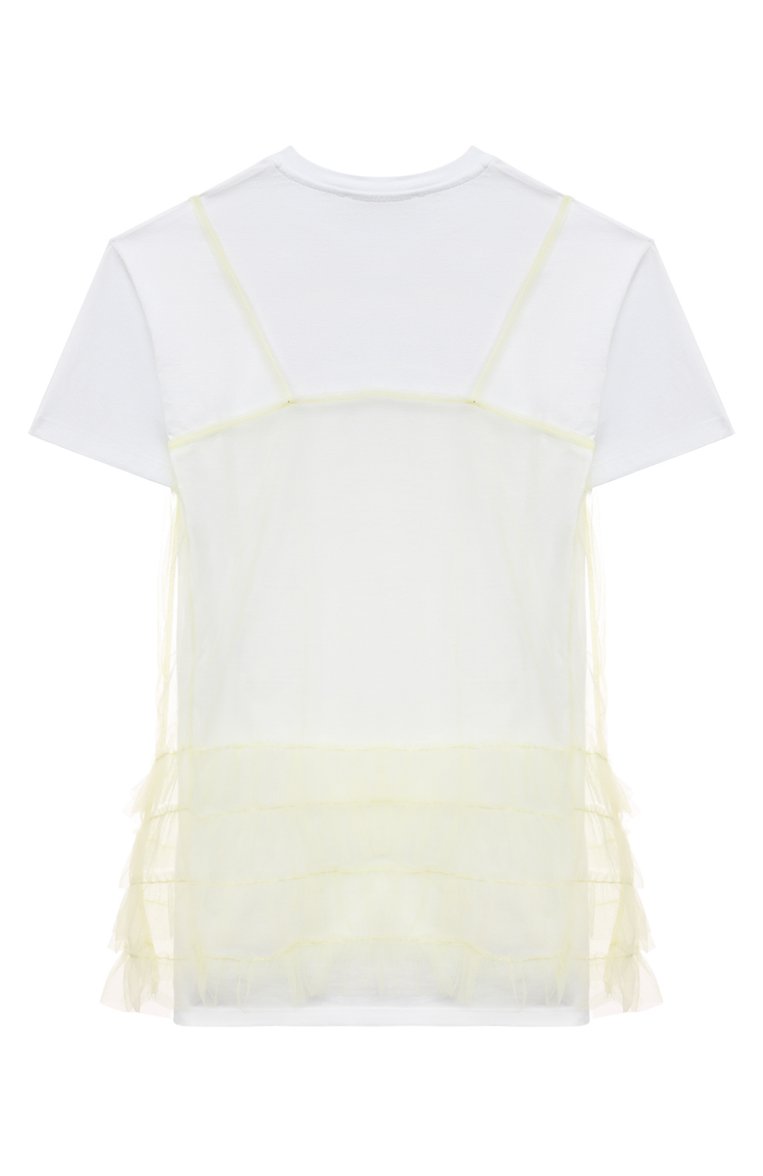 Детское хлопковое платье MSGM KIDS белого цвета, арт. S4MSJGDR125 | Фото 2 (Рукава: Короткие; Материал внешний: Хлопок; Девочки Кросс-КТ: Платье-одежда; Случай: Повседневный; Ростовка одежда: 6 лет | 116 см, 8 лет | 128 см, 10 - 11 лет | 140 - 146см, 12 лет | 152 см, 16 лет | 164 см)