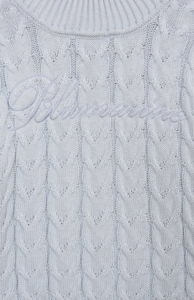 Свитер из хлопка и шерсти BLUMARINE голубого цвета по цене 20600 руб., арт. BFMA013C/FL011/6A-12A, фото 3 Свитер из хлопка и шерсти BLUMARINE, арт. BFMA013C/FL011/6A-12A, фото 3