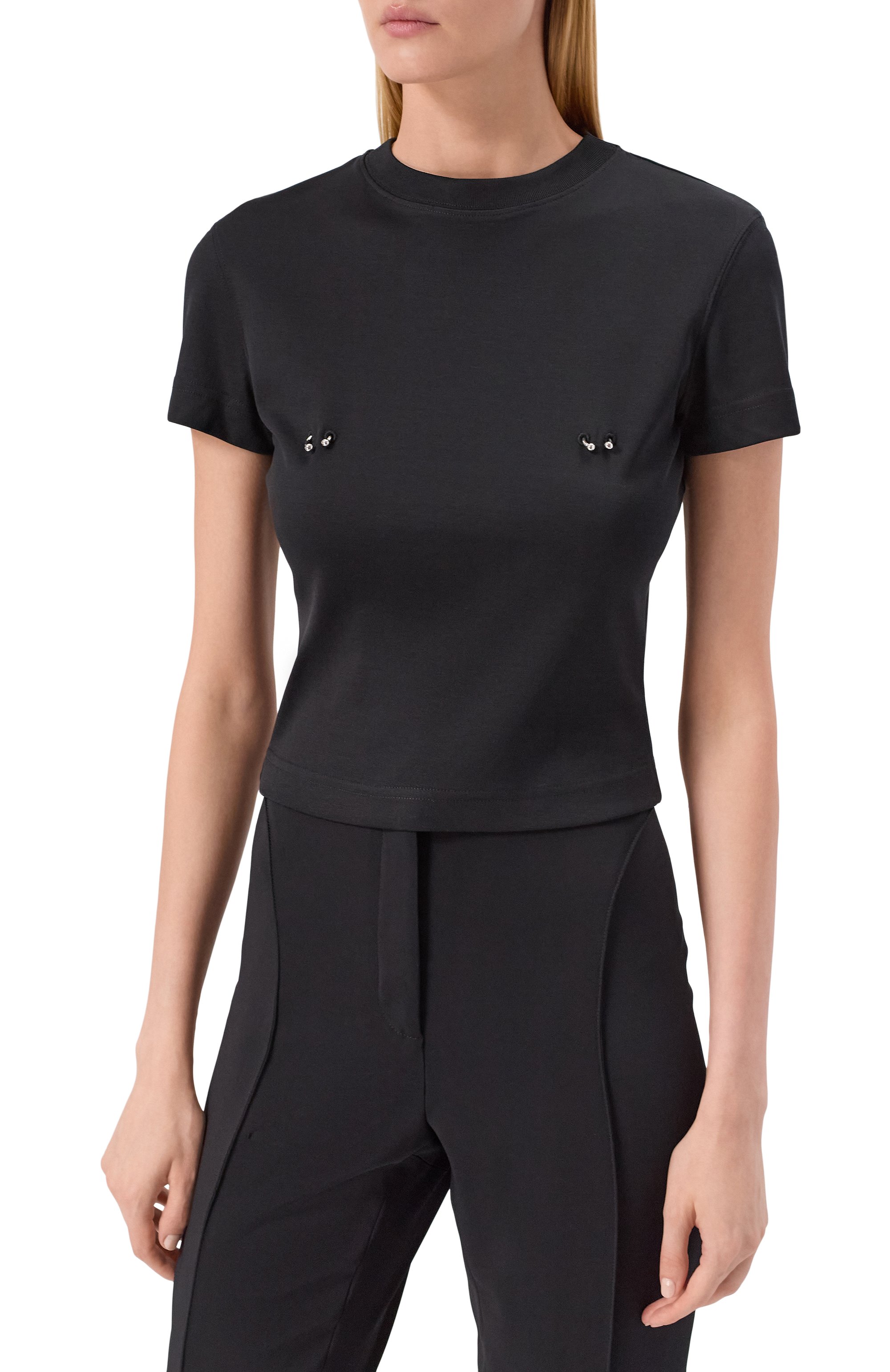 Хлопковая футболка MUGLER черного цвета по цене 33750 руб., арт. 25F3TS01086016, фото 3 Хлопковая футболка MUGLER, арт. 25F3TS01086016, фото 3