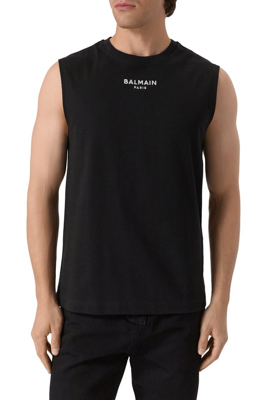 Хлопковая майка Balmain FH1EC025/BD10 Чёрный  FH1EC025/BD10 Фото 3
