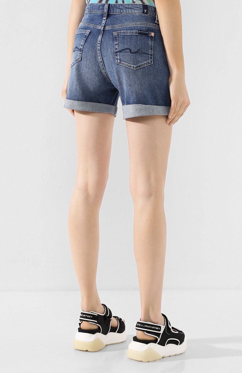 Джинсовые шорты 7 FOR ALL MANKIND синего цвета по цене 11650 руб., арт. JSWUA500MI, фото 4 Джинсовые шорты 7 FOR ALL MANKIND, арт. JSWUA500MI, фото 4